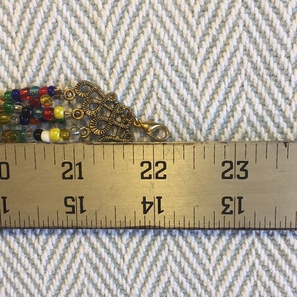 Handcrafted multi strand beaded necklace Aprox 22 " total length, - Picture 10 of 13